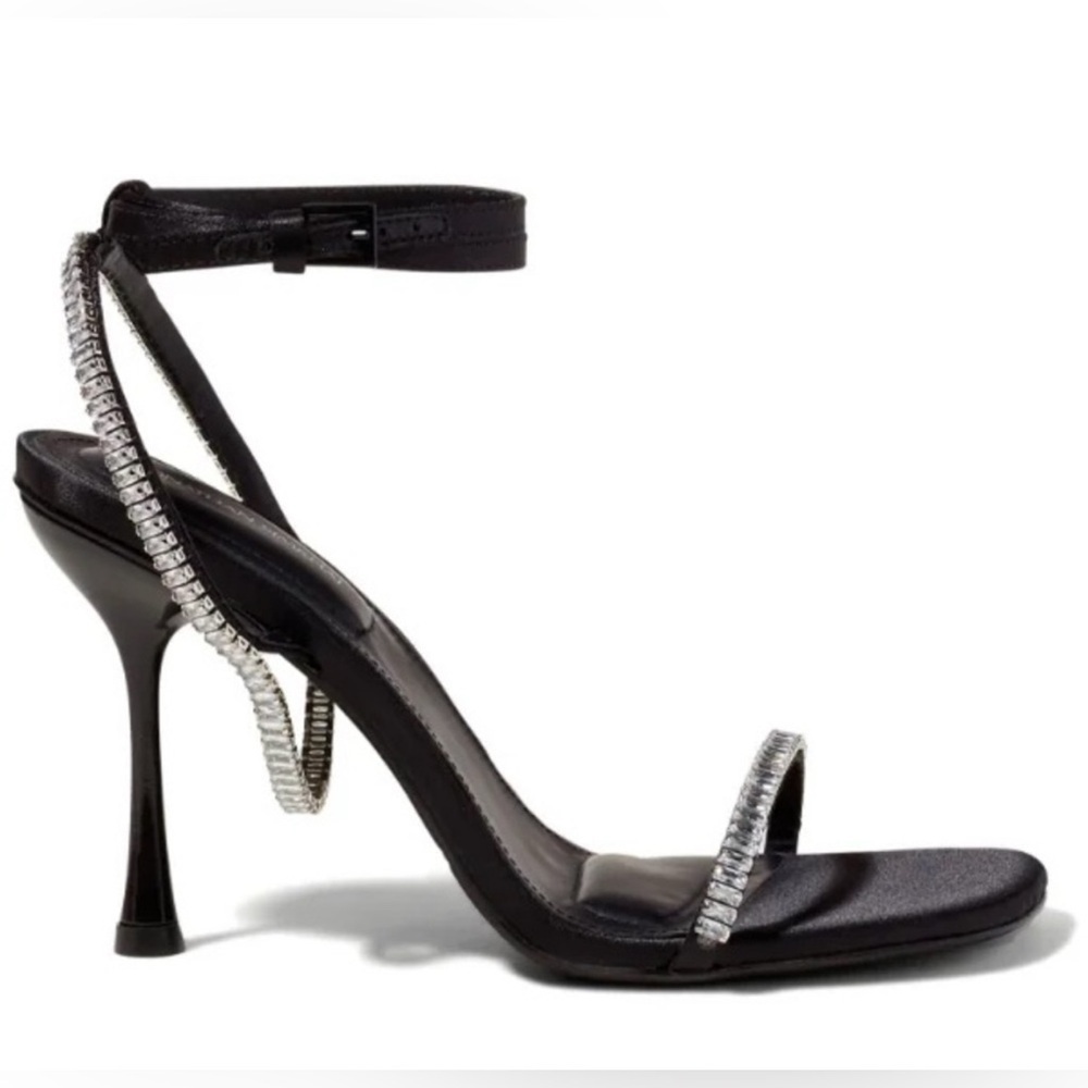 NEW Jonathan Simkhai Black Luxon Crystal Harness Heeled Sandal Women’s Sz 35/5